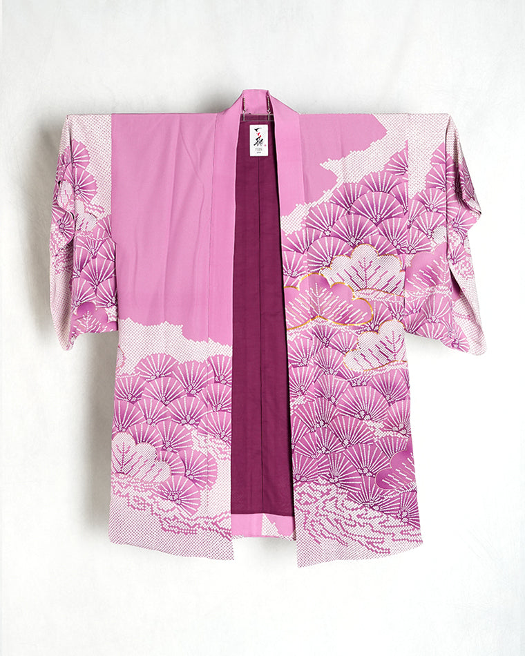 Re-designed Haori - Vintage kimono model (Pine and Karamatsu pattern)