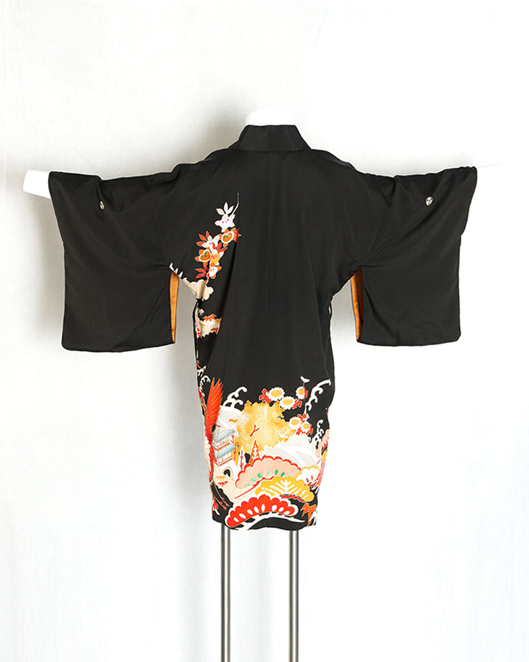 Re-designed Haori - Vintage kimono model (Crane pattern)
