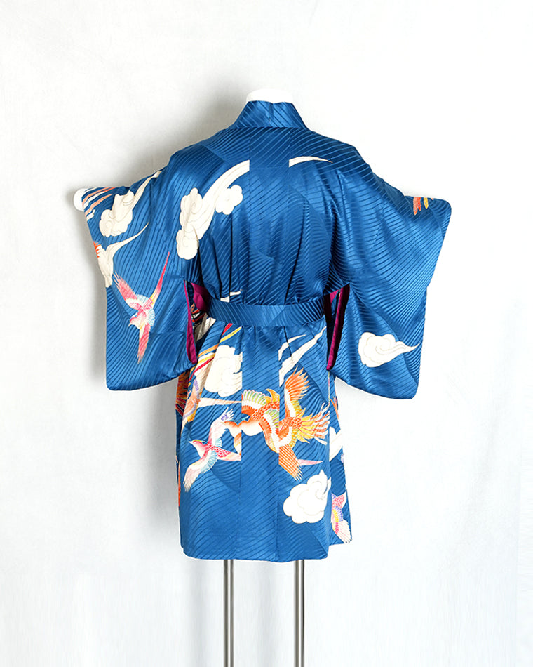 Re-designed Haori - Vintage kimono model (Phoenix and cloud pattern)