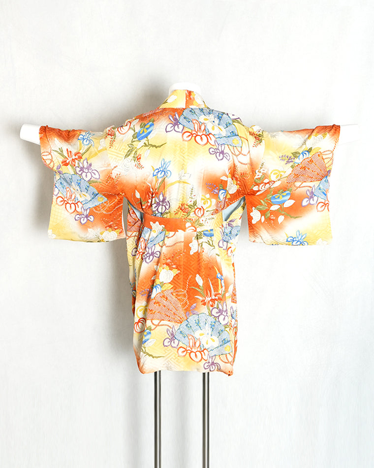 Re-designed Haori - Vintage kimono model (Fan and bamboo leaf pattern)