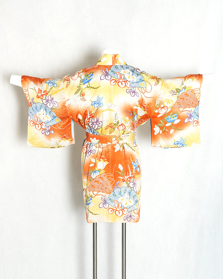 Re-designed Haori - Vintage kimono model (Fan and bamboo leaf pattern)