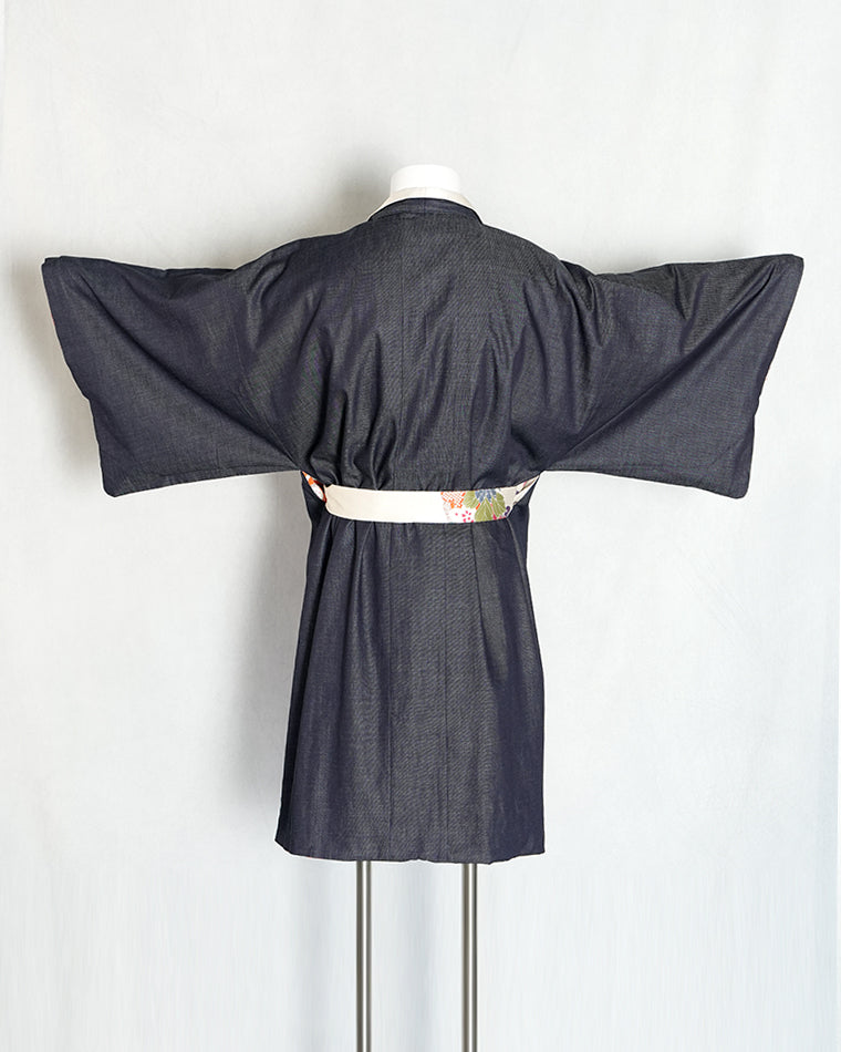 Re-designed Haori - Vintage kimono model (Shell bucket and wave and flower branch pattern)
