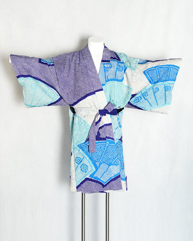 Haori-Vintage kimono model (Fan and wave pattern)