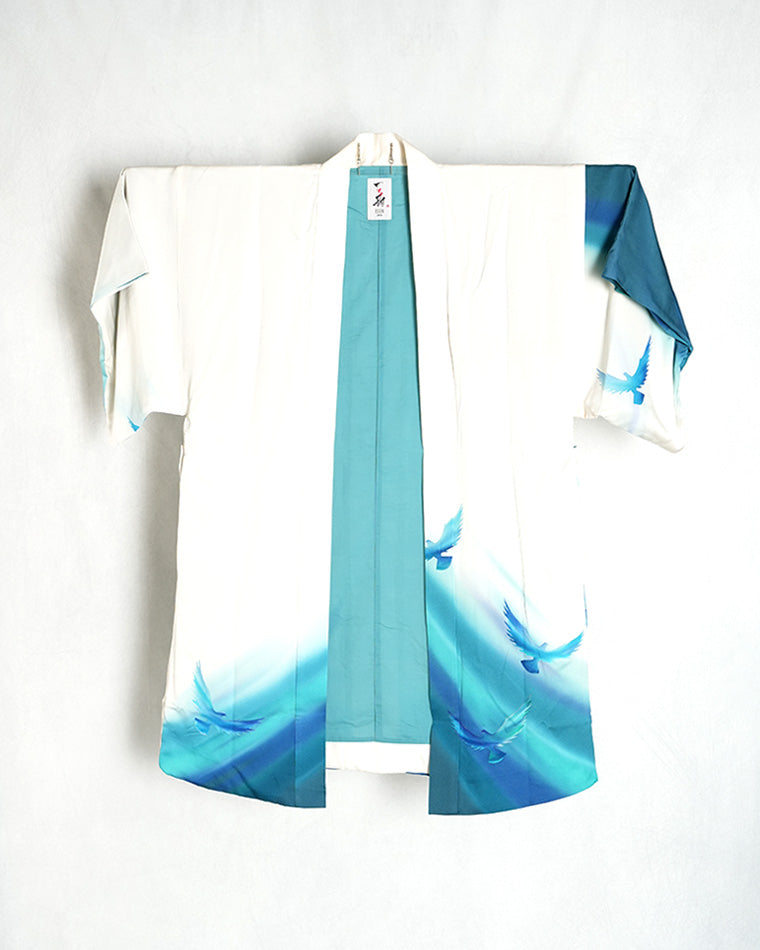 Re-designed Haori - Vintage kimono model (Bird and ema pattern)