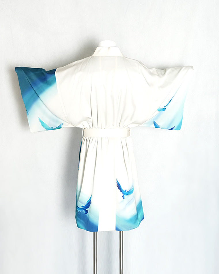 Re-designed Haori - Vintage kimono model (Bird and ema pattern)