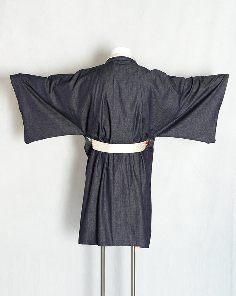 Haori-Vintage kimono model (Mandarin duck and cypress fan pattern)